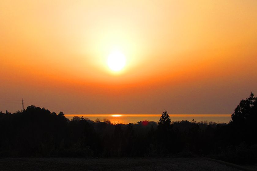 真野湾の夕日。
