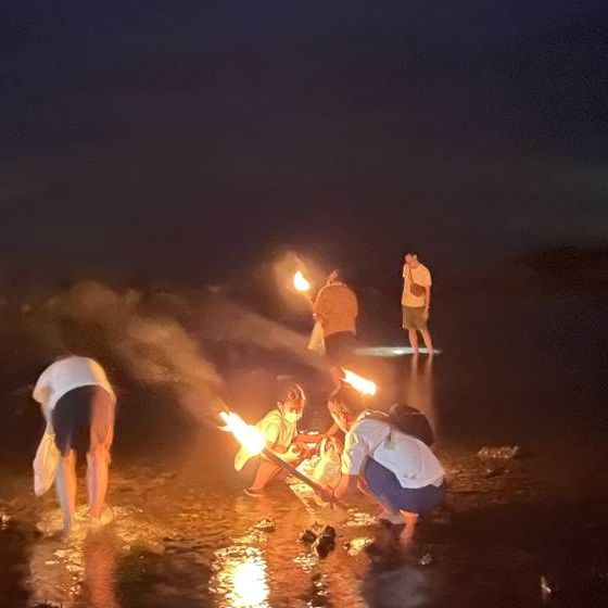 夜のさざえ拾いと民謡鑑賞