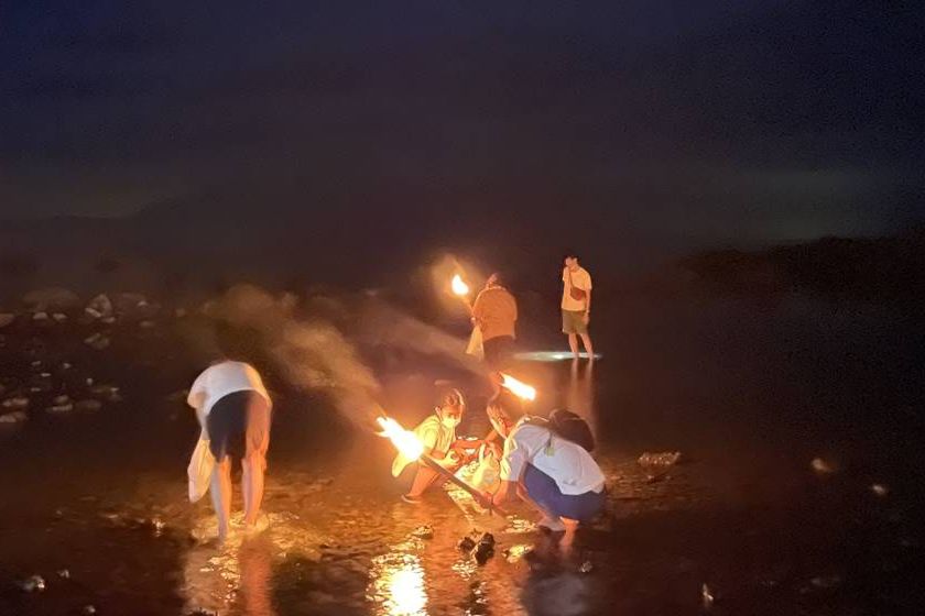 夜のさざえ拾いと民謡鑑賞