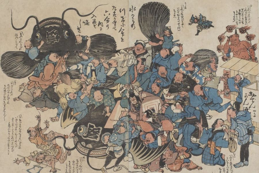「江戸鯰と信州鯰」弘化4(1847)年／あいおいニッセイ同和損害保険株式会社所蔵