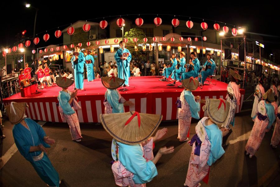 市内踊りのグループや各種団体、小・中学生を含む踊り子による「民踊流し」