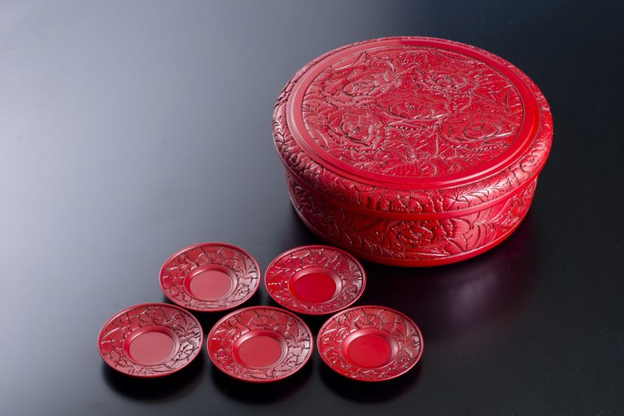 村上木彫堆朱 茶托 セット 伝統工芸品 新潟県 村上