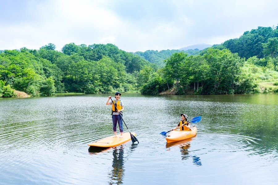 大厳寺高原キャンプ場での水上アクティビティ