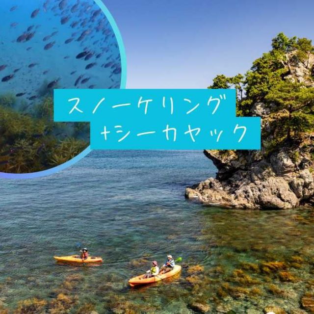 両津港から車で30分！虫崎で「スノーケリング」＋「シーカヤック」1日満喫プラン