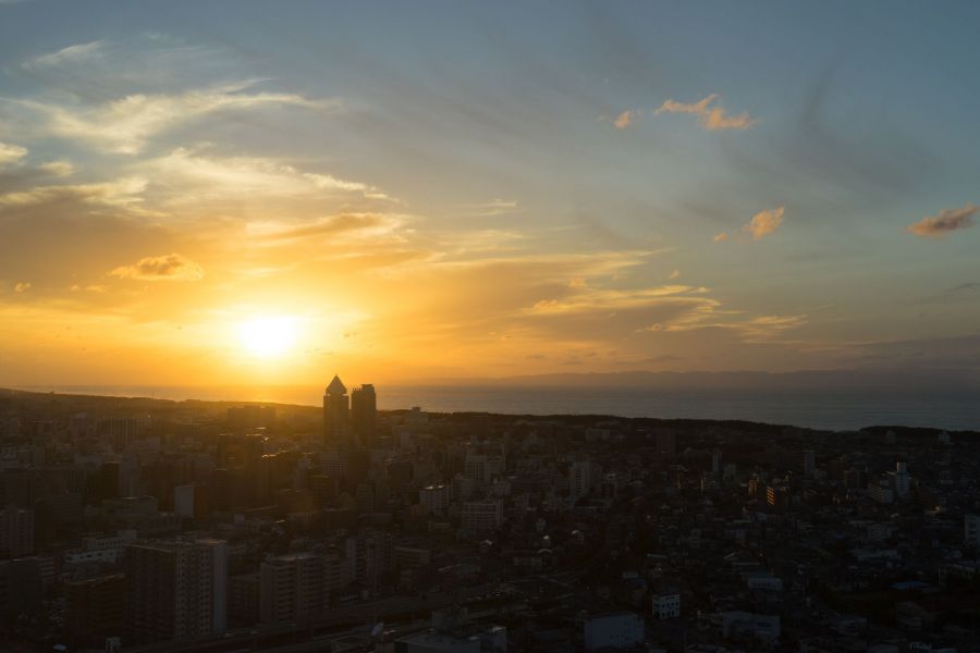 展望室から望むきれいな夕景