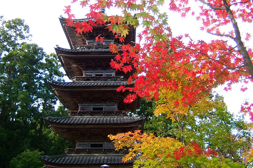 新潟県唯一の五重塔。相川の宮大工親子によるもの。