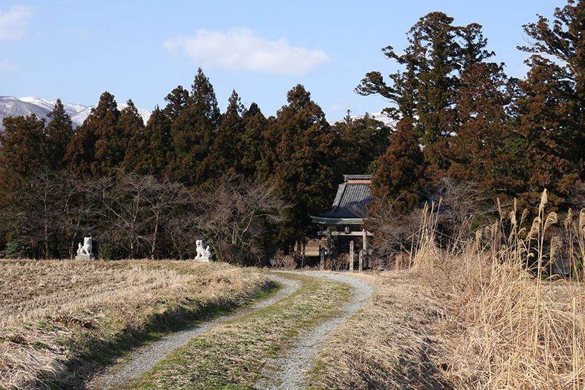 田園に鎮座する長江熱串彦神社