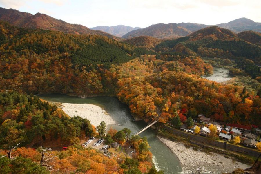 紅葉に包まれる風景