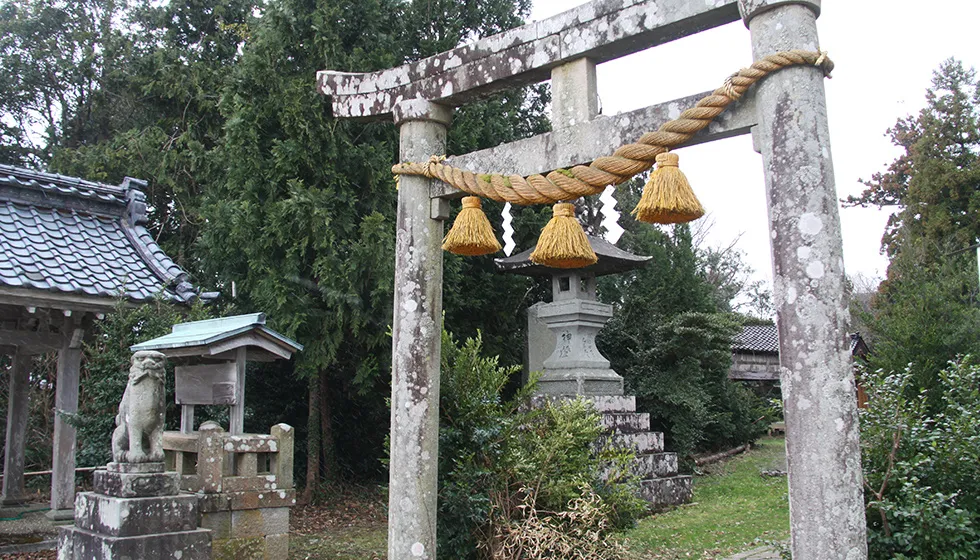 鳥居のそばには大きな石灯篭もあります。