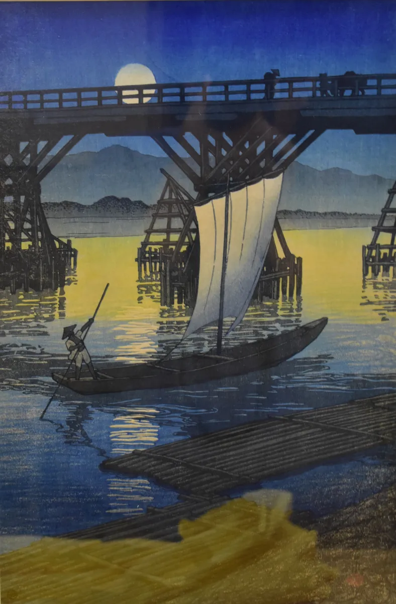 川瀬巴水 月夜の帆かけ船