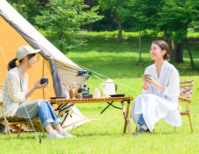 リゾートホテルで快適温泉キャンプ