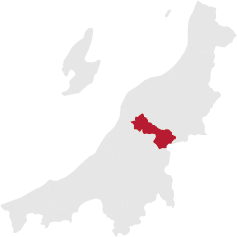 新潟県内での三条市の位置