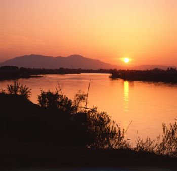 信濃川夕日