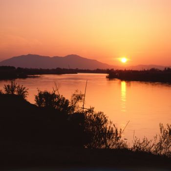 信濃川夕日